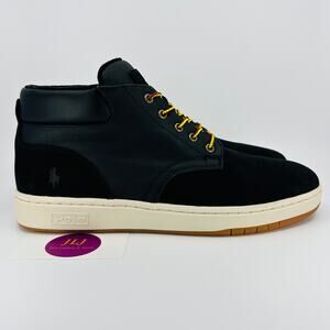 Polo Ralph Lauren Men's Sneaker Boot Black Canvas Nubuck Casual Shoes Size 10.5